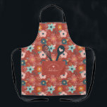 Floral Pattern Faux Stitched Pocket Spoon & Whisk Apron<br><div class="desc">Modern and girly floral pattern faux stitched front pocket apron. Design features a cute floral pattern with a faux front stitched pocket. A whisk and heart spoon are popping out from the faux front pocket. On the front of the pocket replace with your name "Kitchen" which is designed in a...</div>