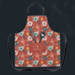 Floral Pattern Faux Stitched Pocket Spoon & Whisk Apron<br><div class="desc">Modern and girly floral pattern faux stitched front pocket apron. Design features a cute floral pattern with a faux front stitched pocket. A whisk and heart spoon are popping out from the faux front pocket. On the front of the pocket replace with your name "Kitchen" which is designed in a...</div>