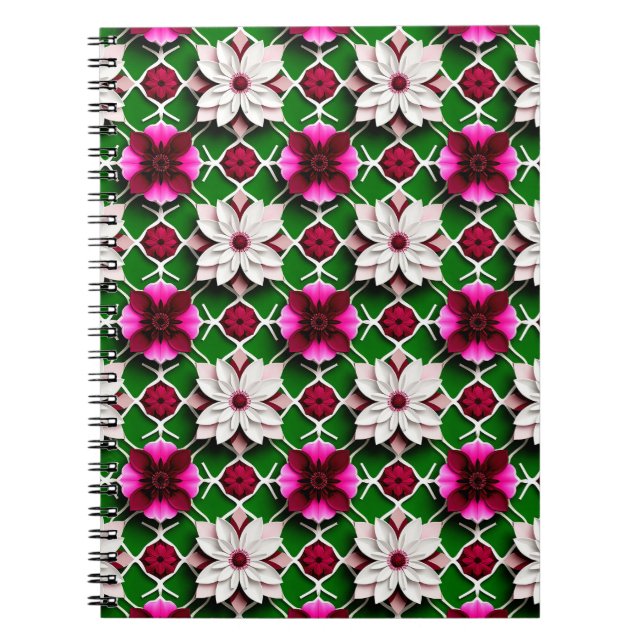 Floral Pattern Featuring Colorful Flowers Notebook (Front)