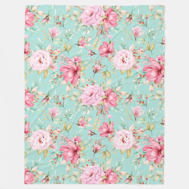 Floral pattern fleece blanket (Front)