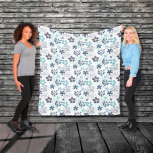 Floral pattern fleece blanket