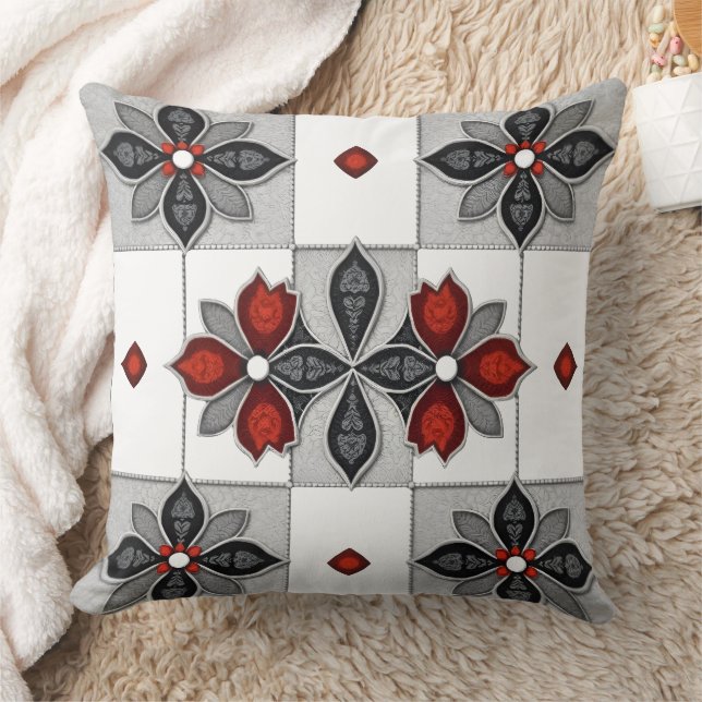 Floral Pattern Fleece Throw Pillow (Blanket)