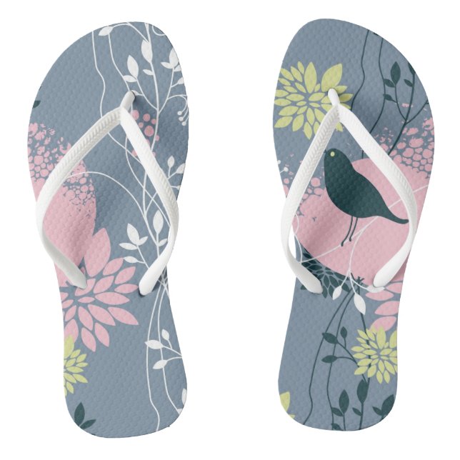 Floral Pattern Flip Flops (Footbed)