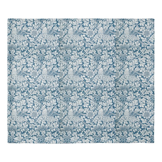 Floral Pattern Flowers Leaves Birds Blue Duvet Cover (Front)
