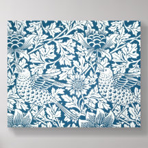 Floral Pattern Flowers Leaves Birds Blue