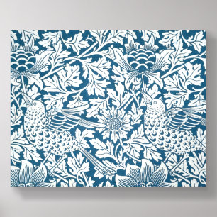 Floral Pattern Flowers Leaves Birds Blue Foam Core Photo Tile