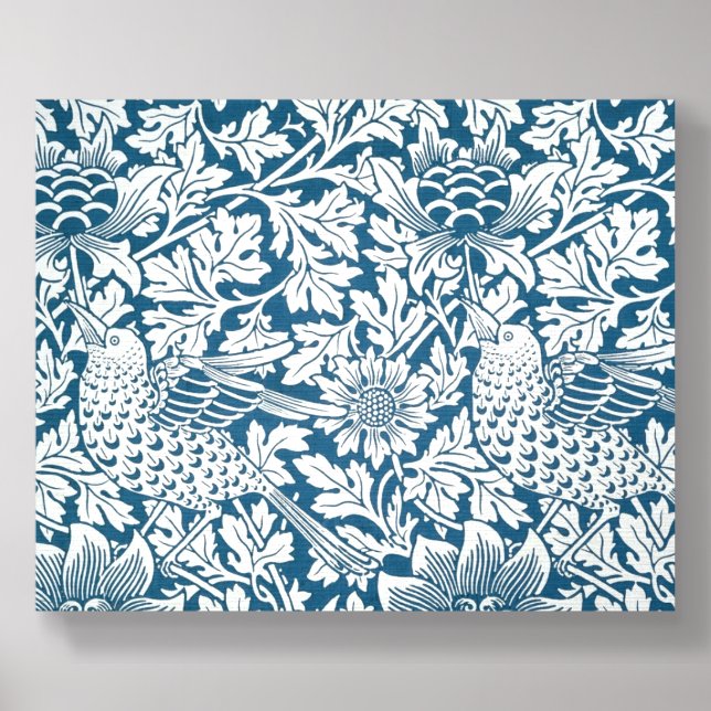 Floral Pattern Flowers Leaves Birds Blue Foam Core Photo Tile (Front Set)