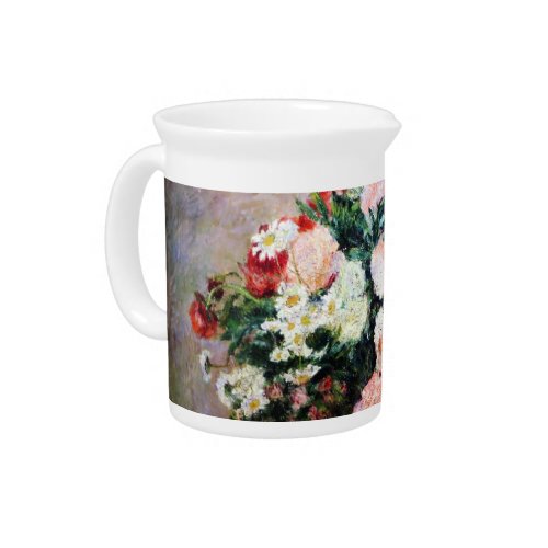 Floral Pattern Flowers Red Pink White Foliage  Beverage Pitcher