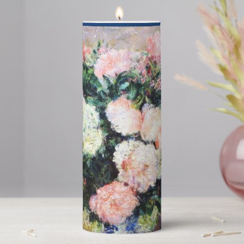 Floral Pattern Flowers Red Pink White Foliage Pillar Candle