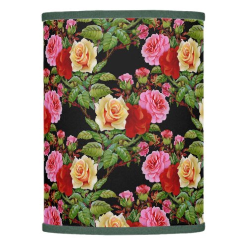 Floral Pattern Flowers Roses Red Pink Yellow Green Lamp Shade