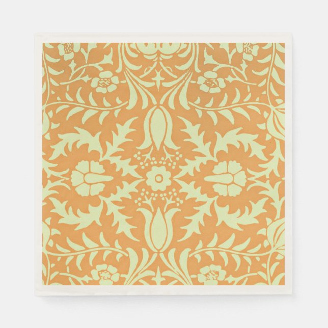 Floral Pattern, gold and pastel yellow design, Napkins (Front)