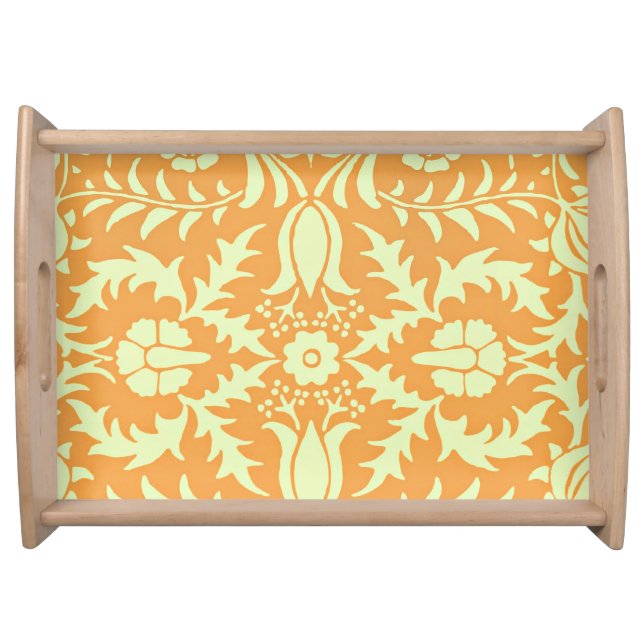 Floral Pattern, gold and pastel yellow design, Serving Tray (Front)