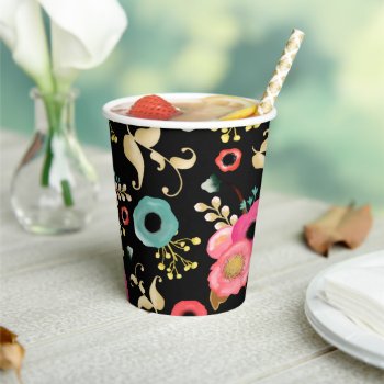 Floral Pattern Graduation Party  Paper Cups by artofmairin at Zazzle