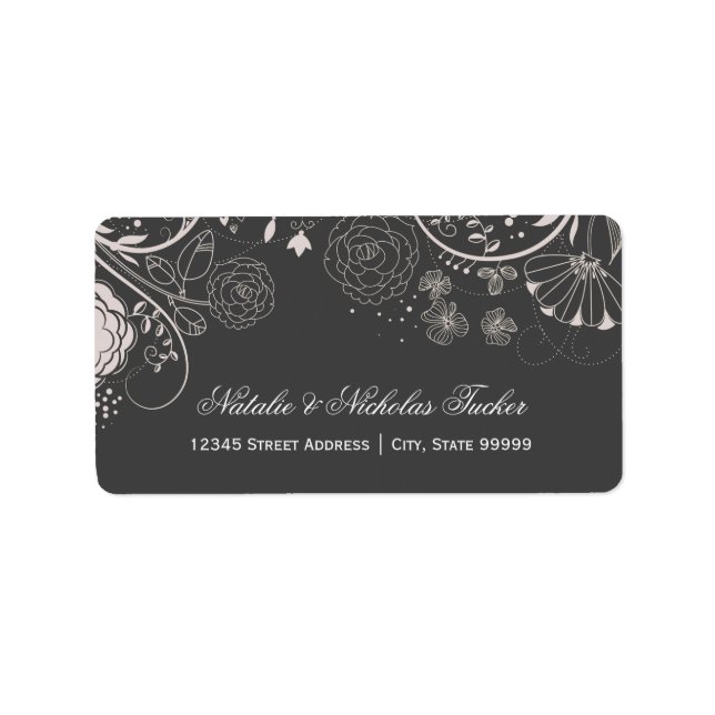 Floral Pattern Gray/White - Address Labels (Front)