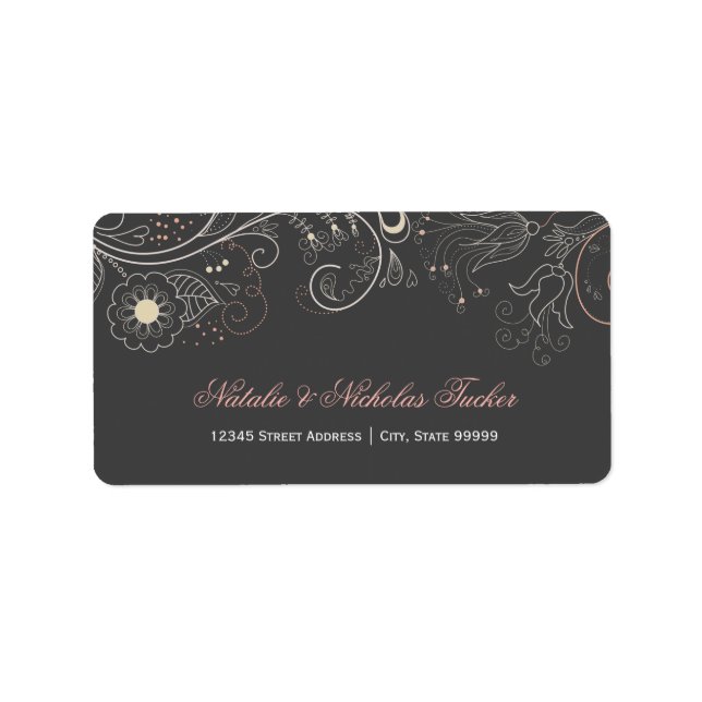 Floral Pattern Gray with Tulip - Address Labels (Front)