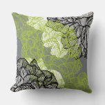 Floral Pattern Green Grey Throw Pillow at Zazzle
