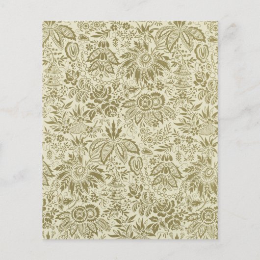 Floral Pattern Green Sage Antique Damask (Back)