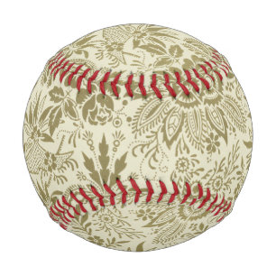 Floral Pattern Green Sage Antique Damask Baseball