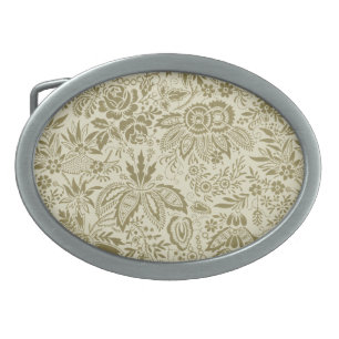 Floral Pattern Green Sage Antique Damask Belt Buckle