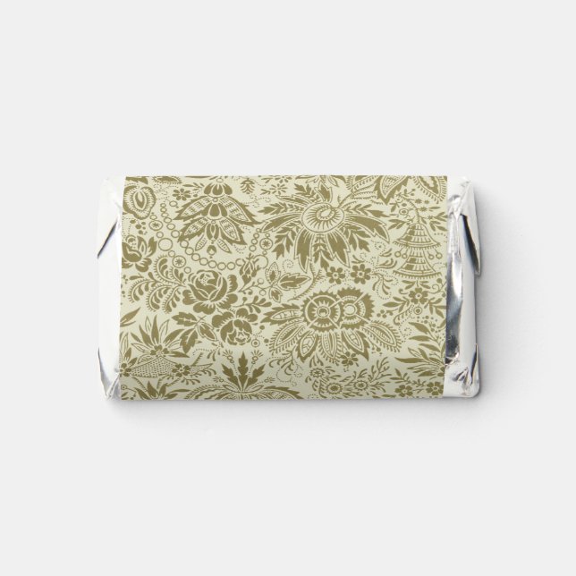 Floral Pattern Green Sage Antique Damask Hershey's Miniatures (Front)