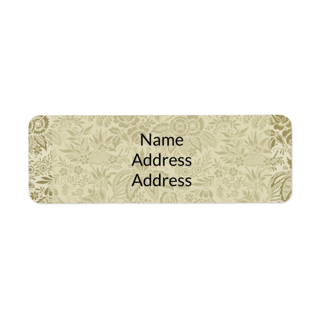 Floral Pattern Green Sage Antique Damask Label (Front)