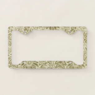 Floral Pattern Green Sage Antique Damask License Plate Frame