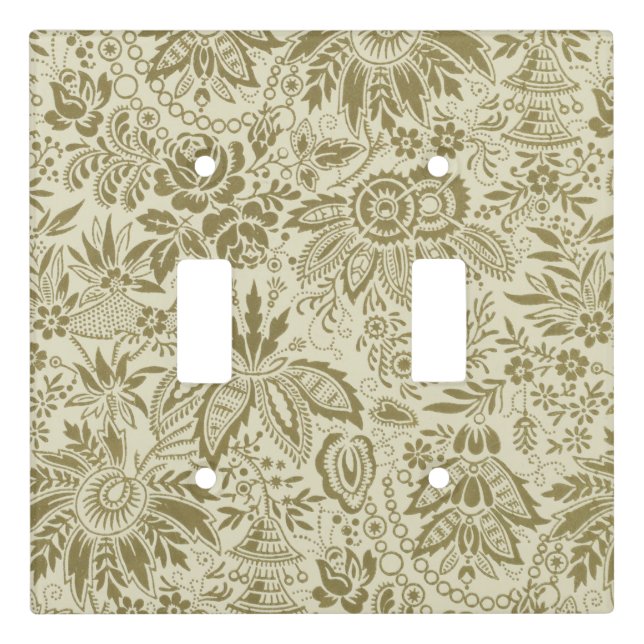 Floral Pattern Green Sage Antique Damask Light Switch Cover (Front)
