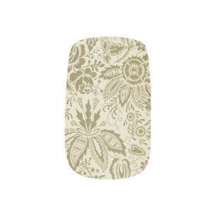 Floral Pattern Green Sage Antique Damask Minx Nail Art