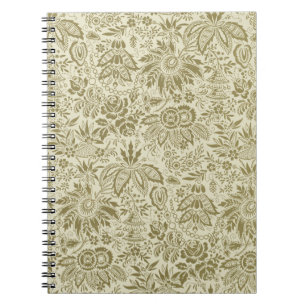Floral Pattern Green Sage Antique Damask Notebook