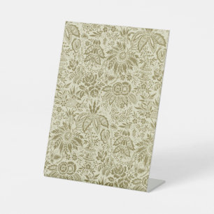 Floral Pattern Green Sage Antique Damask Pedestal Sign