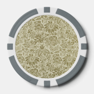 Floral Pattern Green Sage Antique Damask Poker Chips