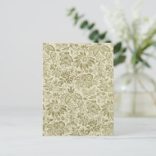 Floral Pattern Green Sage Antique Damask Postcard