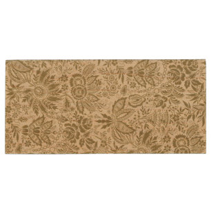 Floral Pattern Green Sage Antique Damask Wood Flash Drive