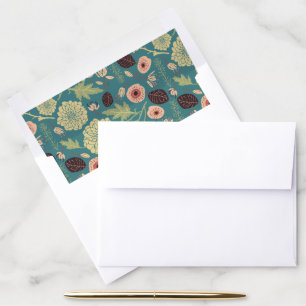 Floral Pattern Green Teal Playful Flower Mix Envelope Liner