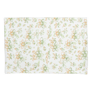Floral Pattern Green Yellow Pillow Case