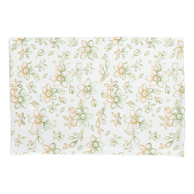 Floral Pattern Green Yellow  Pillow Case (Front)