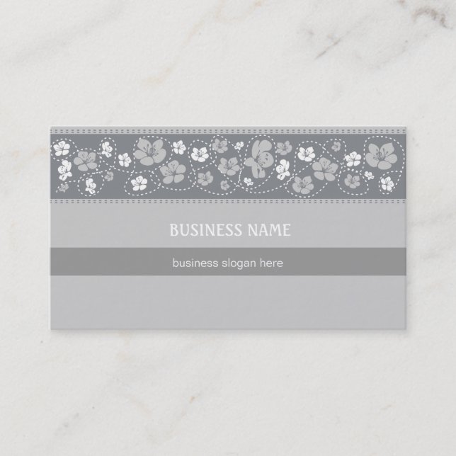 Floral Pattern grey Business Business Card (Front)