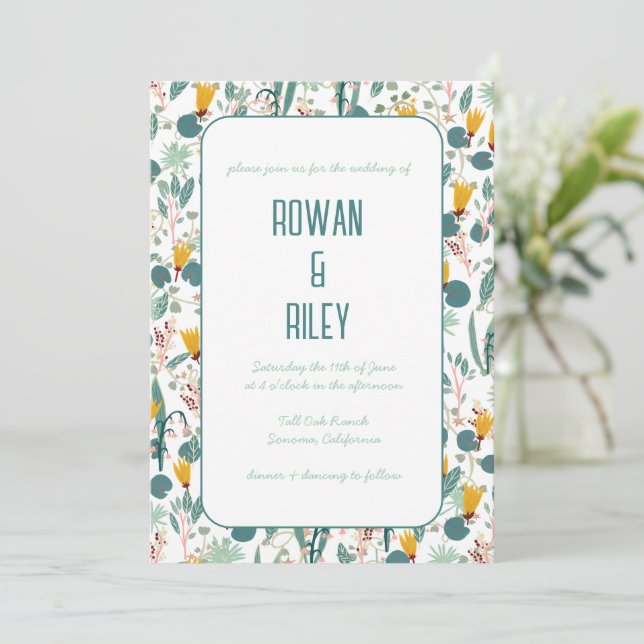 Floral Pattern handmade Spring Garden Chic Custom  Invitation (Standing Front)
