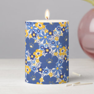 Floral Pattern Hanukkah Gift Home Decor Pillar Candle