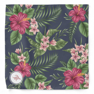 Floral Pattern Hibiscus Monogram Bandana