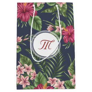 Floral Pattern Hibiscus Monogram M Gift Bag
