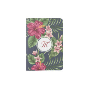 Floral Pattern Hibiscus Monogram Passport H Holder