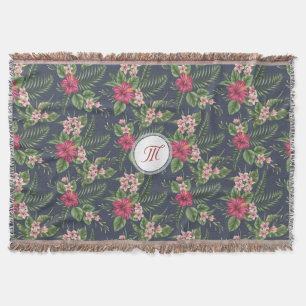 Floral Pattern Hibiscus Monogram T Blanket