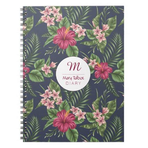 Floral pattern Ibiscus personalized S Notebook