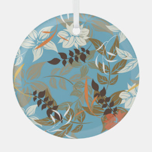 Floral Pattern Illustration: Seamless Vintage Back Glass Ornament