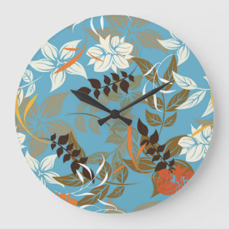 Floral Pattern Illustration: Seamless Vintage Back Large Clock