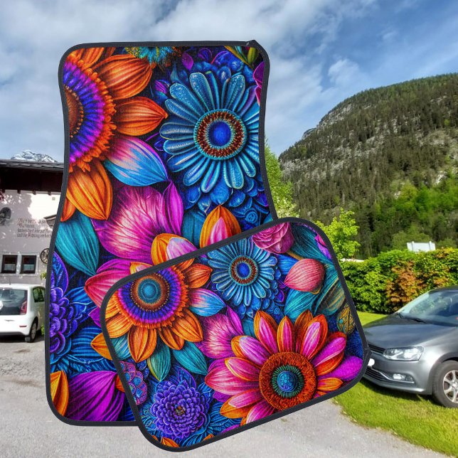 Floral pattern in boho style car floor mat (Creator Uploaded)