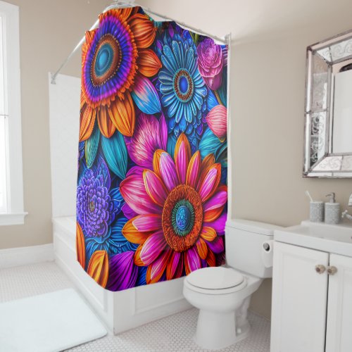 Floral pattern in boho style shower curtain