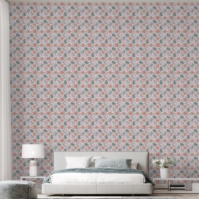 Floral pattern in boho style wallpaper  (Bedroom)