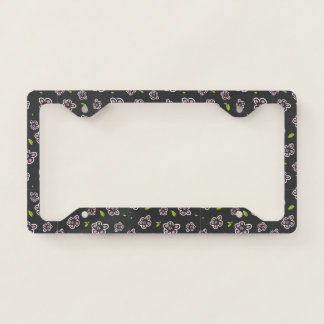 Floral pattern in Dark Gray background License Plate Frame